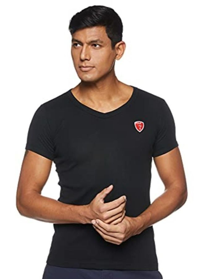 Eviking's Men's Stretchable 100% Cotton Free Size T-Shirt Blackish Blue - Image 1