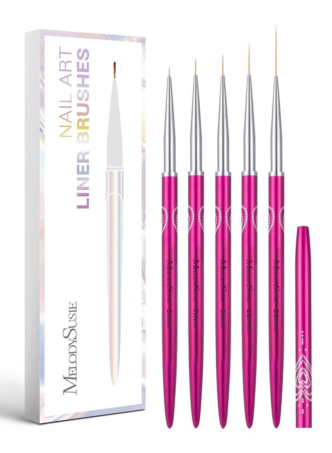 MelodySusie Nail Art Liner Brushes 5Pcs Professional Gel Polish Painting Art Design Pen Set for Thin Long Lines, Tiny Details, Fine Drawing, Delicate Coloring,Sizes 5/7/9/11/20mm - Image 1