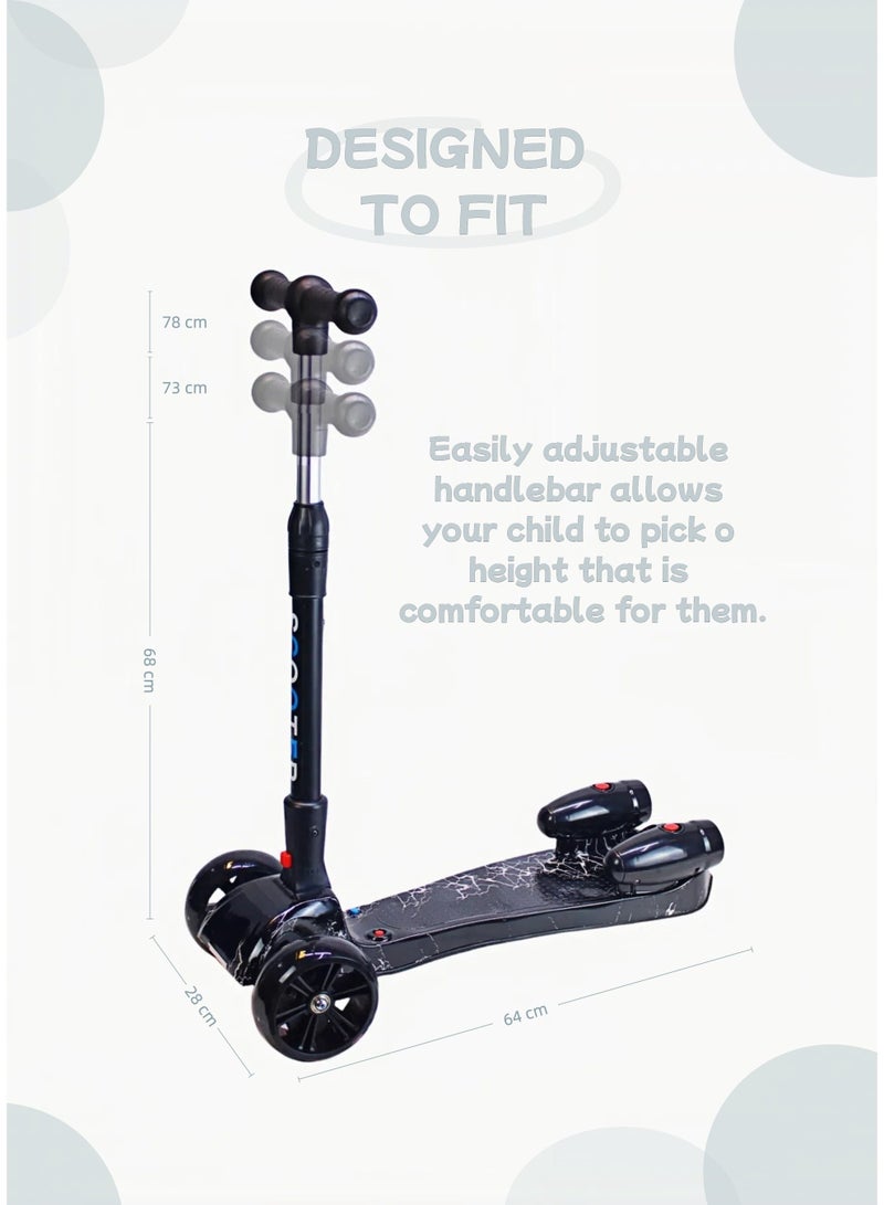 إيزي فيتشور سكوتر ركل سهل الاستخدام بثلاث عجلات للأولاد والبنات - عجلات LED مضيئة، موسيقى بلوتوث، رذاذ ماء وتأثير دخان - إمالة آمنة للتوجيه، للأعمار من 3 إلى 14 عامًا بما في ذلك مجموعة معدات الحماية - Image 5