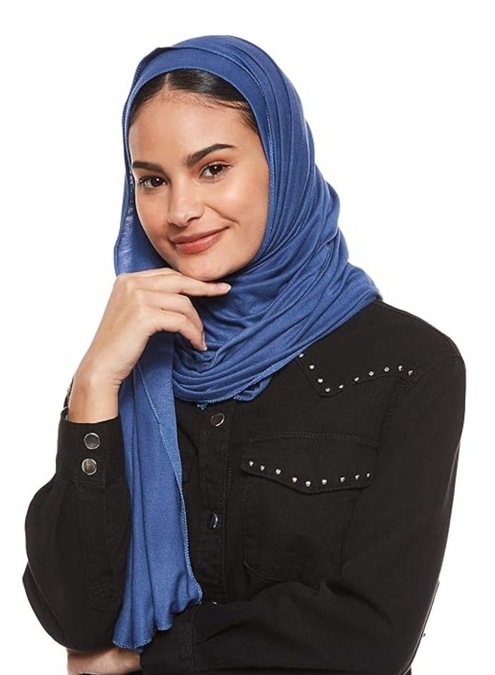 Jersey Stretch Shailah Hijab – Soft Curious Blue Islamic Headscarf and Shawl - Image 1