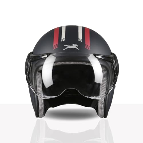 TVS Cruisetown Open Face Helmet | Half Face Helmet for Riders | ISI & DOT Certified | Premium Protection for Men & Women | Comfortable, Durable & Lightweight Design with Visor (Navy & Red/L) - Image 5