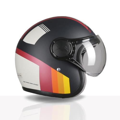 TVS Cruisetown Open Face Helmet | Half Face Helmet for Riders | ISI & DOT Certified | Premium Protection for Men & Women | Comfortable, Durable & Lightweight Design with Visor (Navy & Red/L) - Image 2