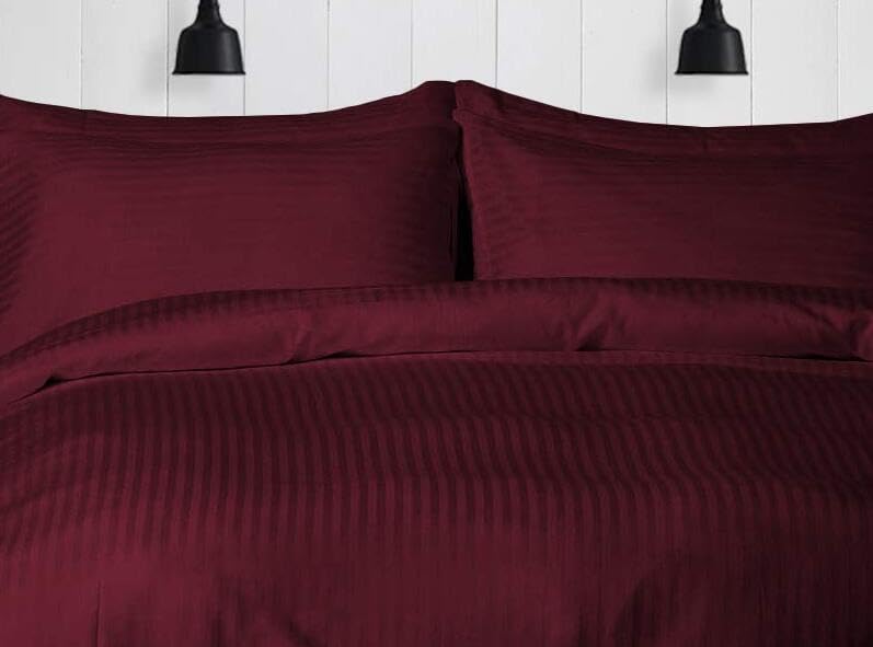 Warisi@ Satin Stripe Glace Cotton King Size Duvet Cover II Razai Cover II Quilt Cover II Blanket Cover II Comforter Cover II Dohar for Double Bed with Zipper Closure (90x100 Inch). (Wine) - Image 2