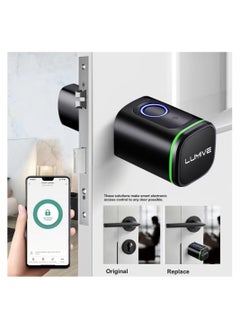 LUMIVE Lumive Smart Door Lock Support Up to 100 Fingerprints, Smart Lock with Remote App Unlocking, 2x RFID Smart Card , Black , 60mm Cylinder, Battery Included  - Image 5