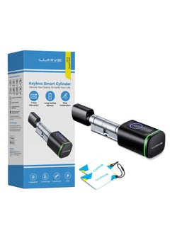 LUMIVE Lumive Smart Door Lock Support Up to 100 Fingerprints, Smart Lock with Remote App Unlocking, 2x RFID Smart Card , Black , 60mm Cylinder, Battery Included  - Image 1