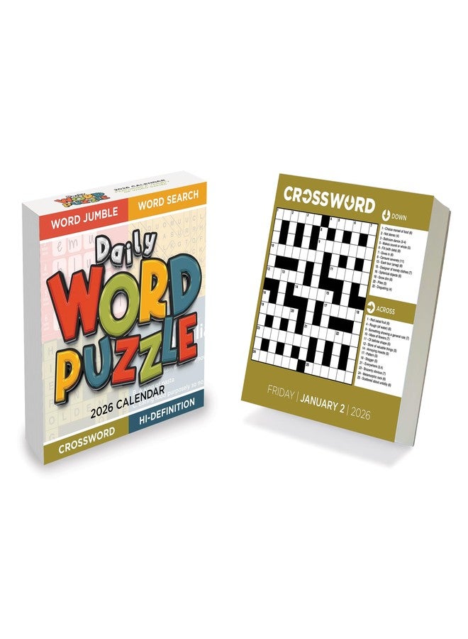 TF Publishing 2026 Daily Word Puzzle Daily Desktop Calendar - Home and Office Organization - Small Desk Calendar 2026 with Full-Color Tear-Off Pages and Standing Cardboard Easel - 5.25in x 5.25in - Image 1