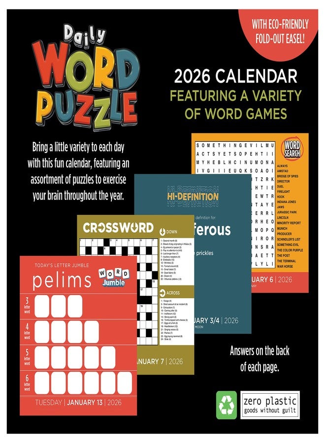 TF Publishing 2026 Daily Word Puzzle Daily Desktop Calendar - Home and Office Organization - Small Desk Calendar 2026 with Full-Color Tear-Off Pages and Standing Cardboard Easel - 5.25in x 5.25in - Image 3