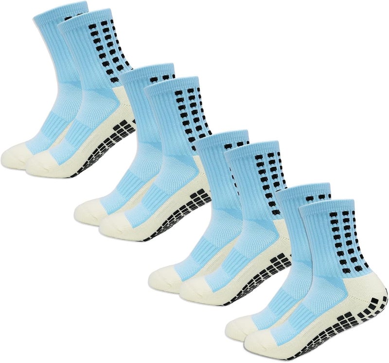 Yufree Men's Soccer Socks Anti Slip Non Slip Grip Pads for Football Basketball Sports Grip Socks, 4 Pair - Image 1