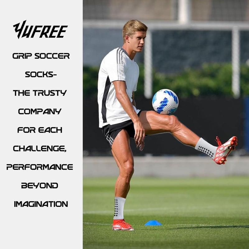 Yufree Men's Soccer Socks Anti Slip Non Slip Grip Pads for Football Basketball Sports Grip Socks, 4 Pair - Image 4