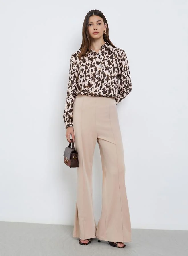 ستايلي بلوزة بطبعة حيوان مع أكمام طويلة