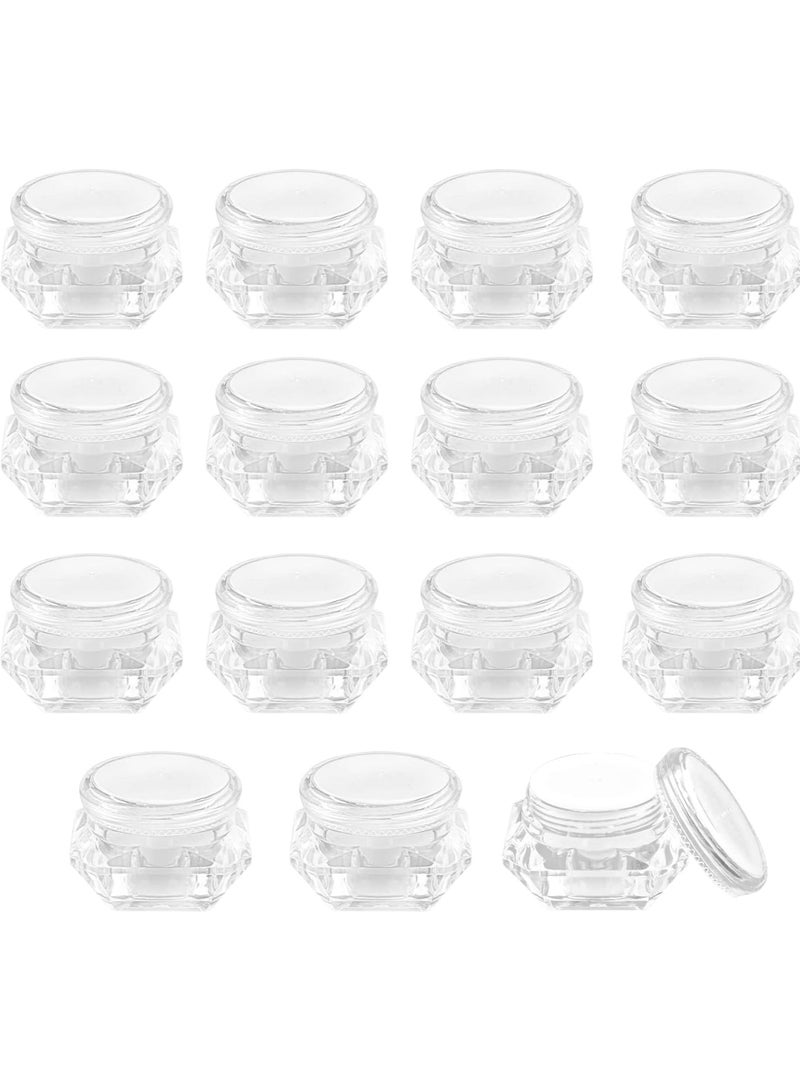 SYOSI 15 Pcs 10g Cosmetic Containers Diamond Shape Plastic Pot Jars Empty Travel Makeup Sample Container With Screw Lids For Cream Lotion Lip Balm Eyeshadow Nails Powder, Jewelry, Lotion, Candy, Craft - Image 1