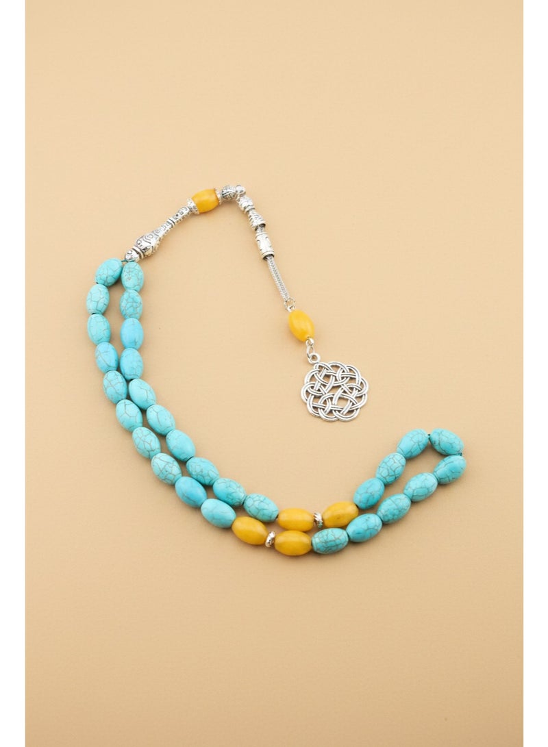 Kamins Collection Turquoise& Yellow Jade Tasbih - Image 3