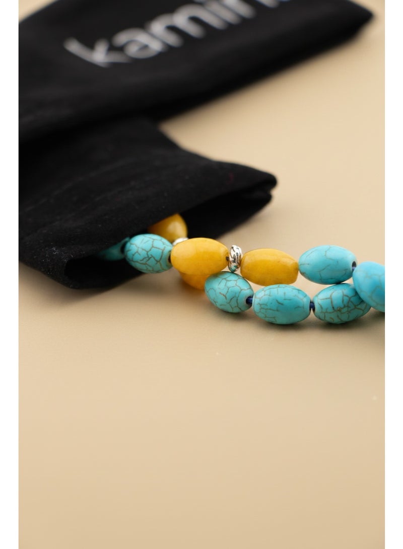 Kamins Collection Turquoise& Yellow Jade Tasbih - Image 2