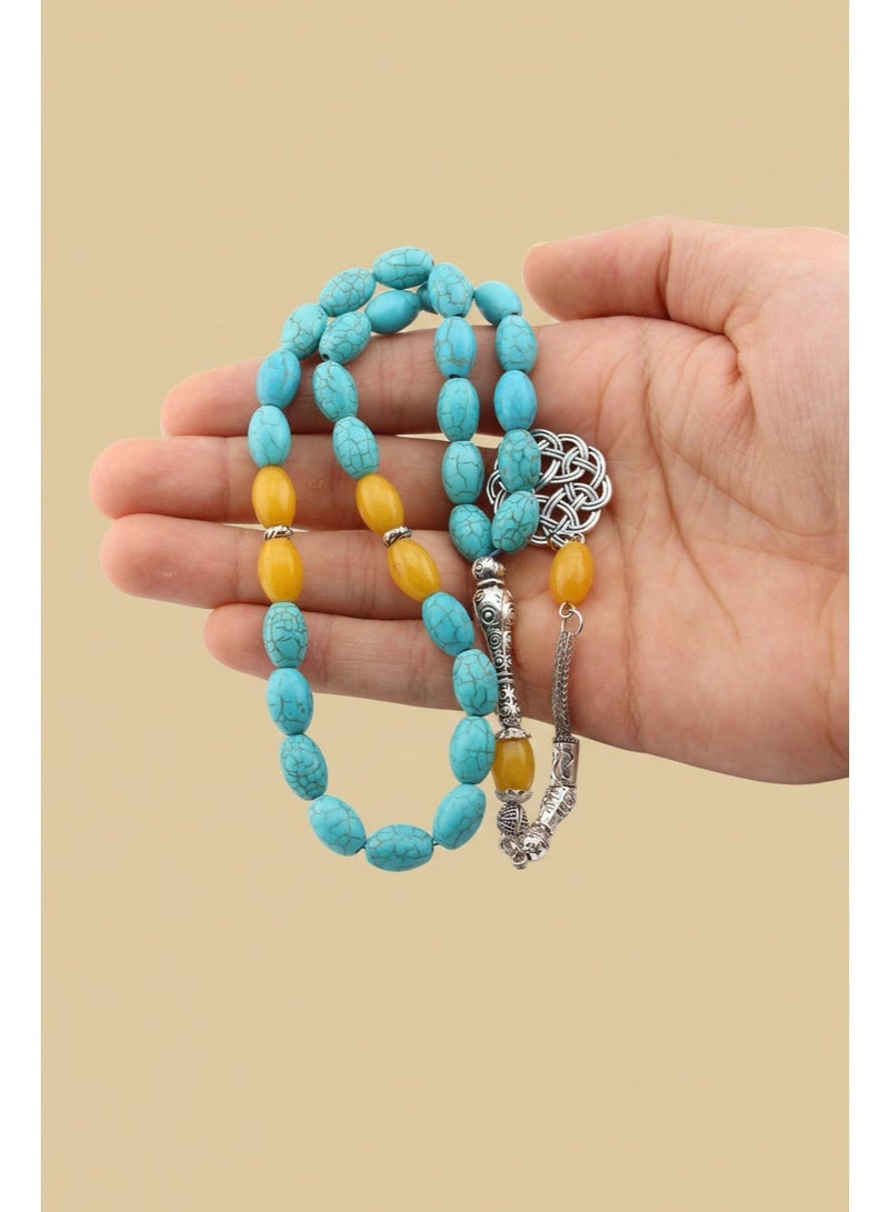 Kamins Collection Turquoise& Yellow Jade Tasbih - Image 4