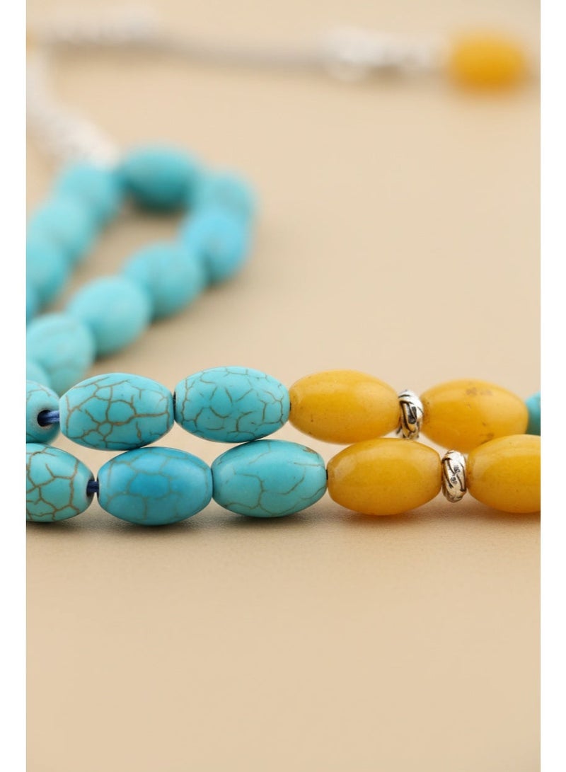 Kamins Collection Turquoise& Yellow Jade Tasbih - Image 5