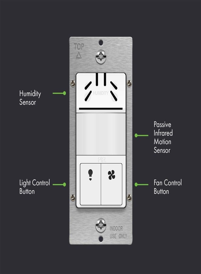 TOPGREENER Dual Tech Humidity Sensor Switch, Infrared PIR Motion & Air Moisture Detection, Bathroom Fan & Light Control, A... - Image 2
