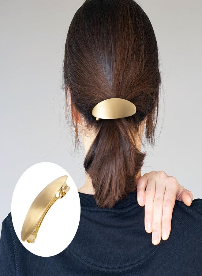 CustomyLife 2pcs French Metal Oval Hair Barrettes for Women, Non-Slip Simple Large Hair Clip, Vintage Brushed Hair Accessories for Long Short Curly Straight Thick Thin Wavy Hair-Gold - Image 5