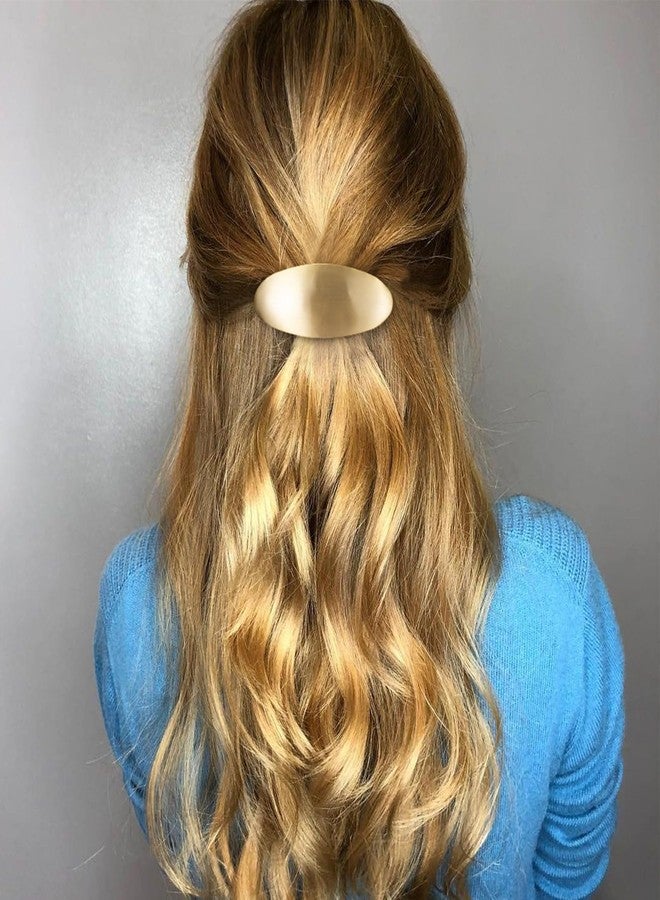 CustomyLife 2pcs French Metal Oval Hair Barrettes for Women, Non-Slip Simple Large Hair Clip, Vintage Brushed Hair Accessories for Long Short Curly Straight Thick Thin Wavy Hair-Gold - Image 4