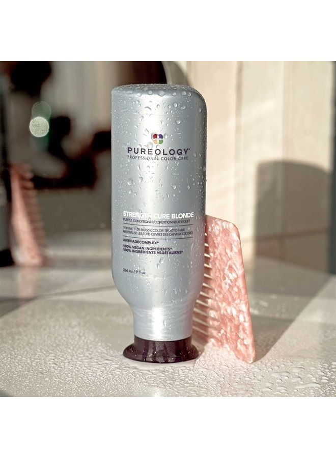 PUREOLOGY Strength Cure Blonde Purple Conditioner for Blonde & Lightened Color-Treated Hair, 9 Fl Oz