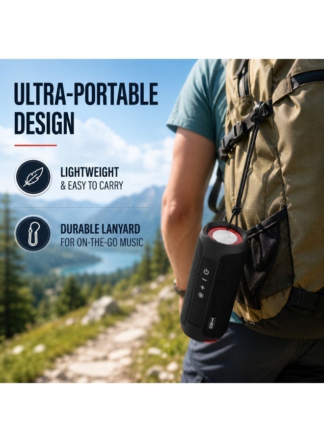 T&G 227 Portable Bluetooth Speaker, Wireless Outdoor Speaker with Deep Bass, LED Light, Rechargeable Battery, Compact Travel Speaker for Mobile Phones, Black Black - Image 2
