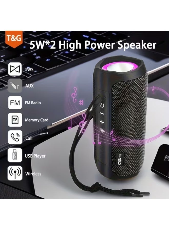 T&G 227 Portable Bluetooth Speaker, Wireless Outdoor Speaker with Deep Bass, LED Light, Rechargeable Battery, Compact Travel Speaker for Mobile Phones, Black Black - Image 5