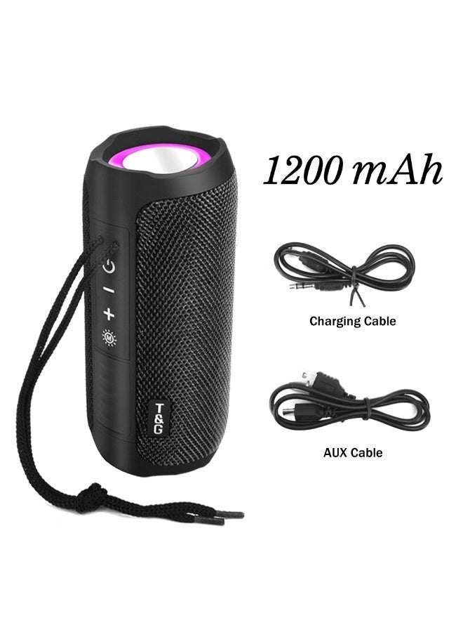 T&G 227 Portable Bluetooth Speaker, Wireless Outdoor Speaker with Deep Bass, LED Light, Rechargeable Battery, Compact Travel Speaker for Mobile Phones, Black Black - Image 4