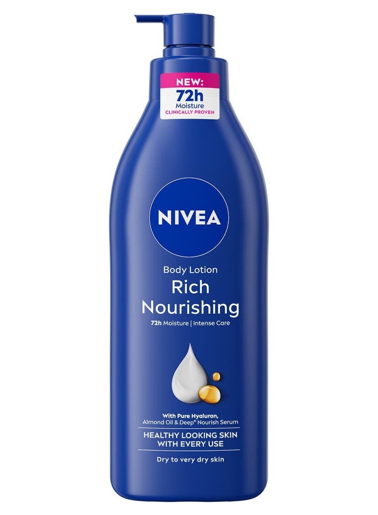 Nivea Body Lotion Moisturizer for Extra Dry Skin, 48h Moisture Care, Nourishing Almond Oil & Vitamin E, 400ml - Image 1