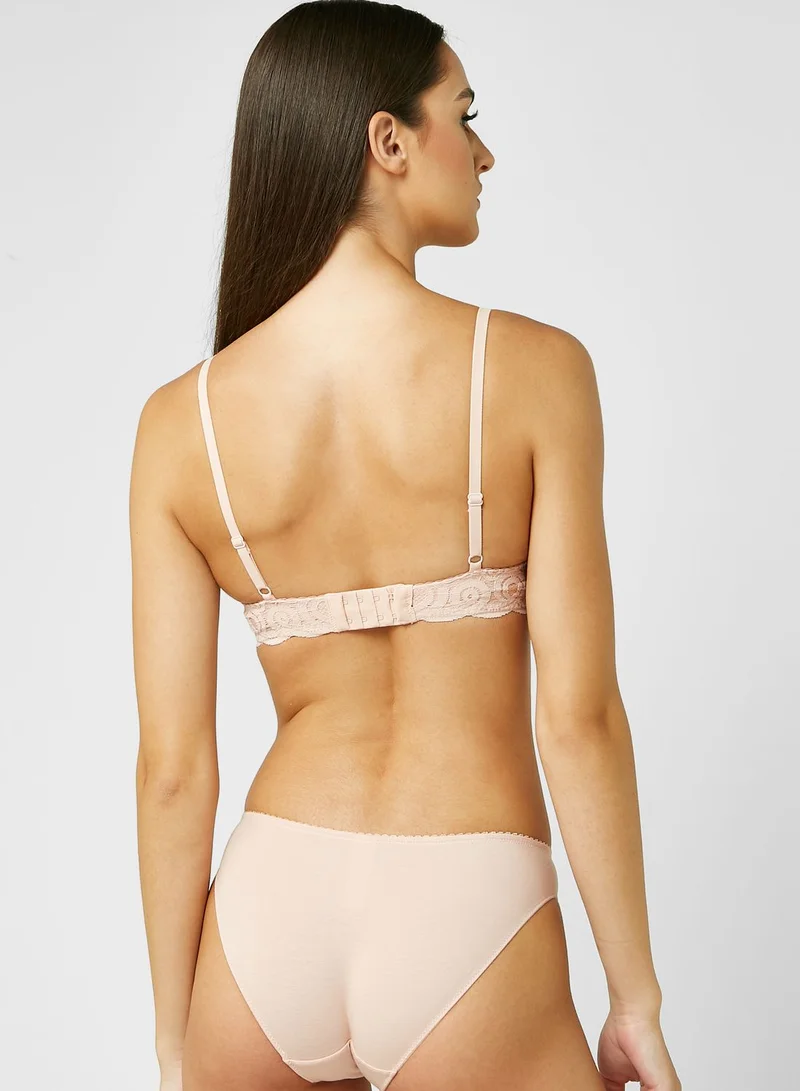 ELLA Lace Detail Push Up Bra & Hipster Brief Set