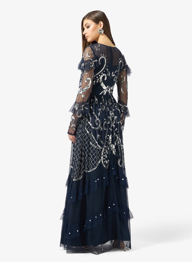 Frock and Frill Embellished mesh detailled maxi dress - Image 2