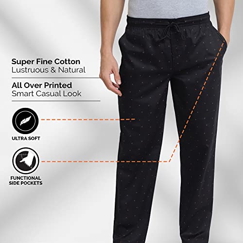 Van Heusen Men Athleisure Allover Print Pyjamas - 100% Combed Cotton - Drawstring Waist, Ultra Soft_50082_APP13_M, Black, Medium - Image 3