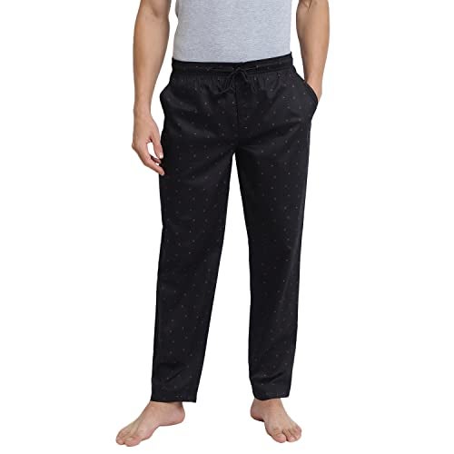 Van Heusen Men Athleisure Allover Print Pyjamas - 100% Combed Cotton - Drawstring Waist, Ultra Soft_50082_APP13_M, Black, Medium - Image 1