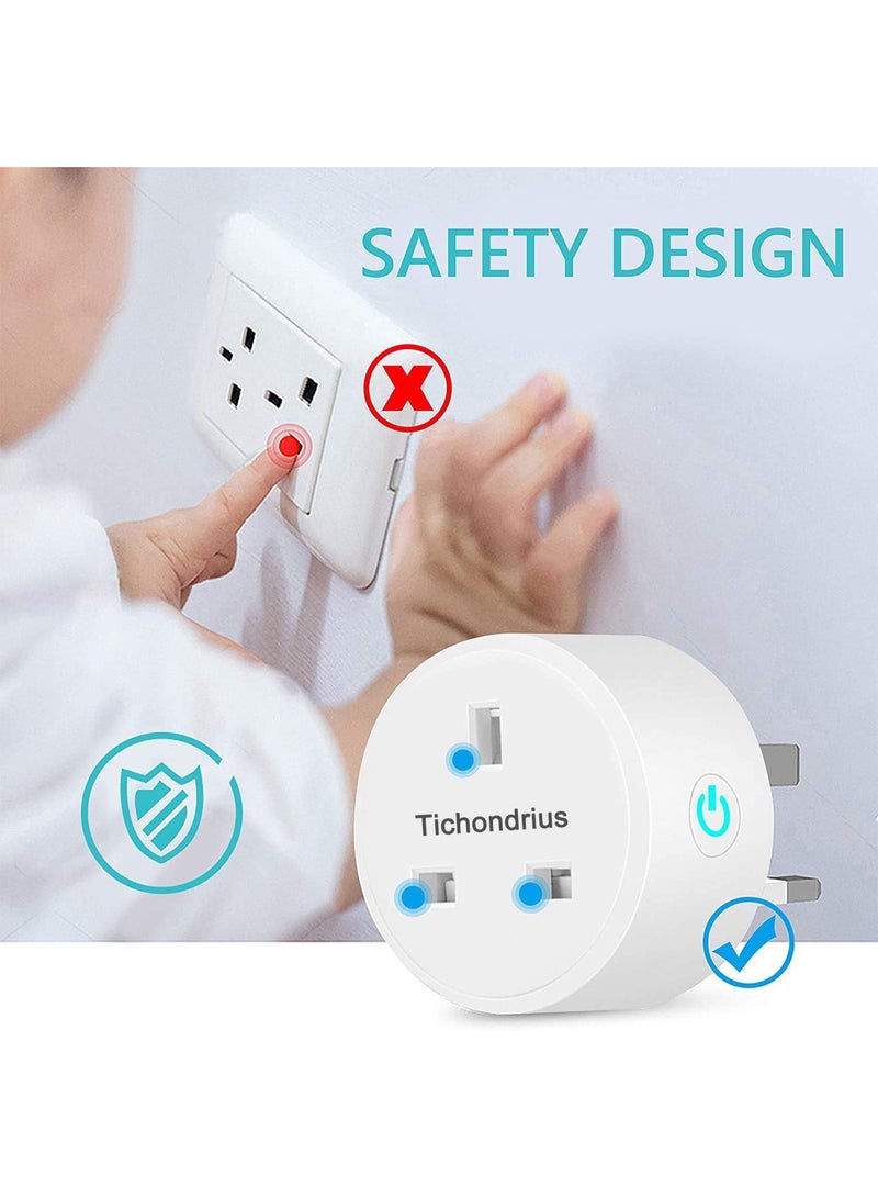 Tichondrius WiFi Smart Plug,16A Smart Outlet Plug Socket Compatible with Alexa, Mini Socket with Remote Control & Voice Control with Electricity Statistics Timer Function, No Hub Required (1 PACK) - Image 1