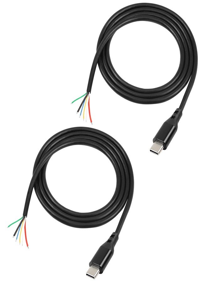 XMSJSIY كابل شحن USB Type C PD Pigtail كابل تمديد نقل البيانات سلك عاري 6 أنوية 5A CC1 CC2 شحن سريع مزود طاقة لـ DIY 18AWG-1.2M/2pcs - Image 1
