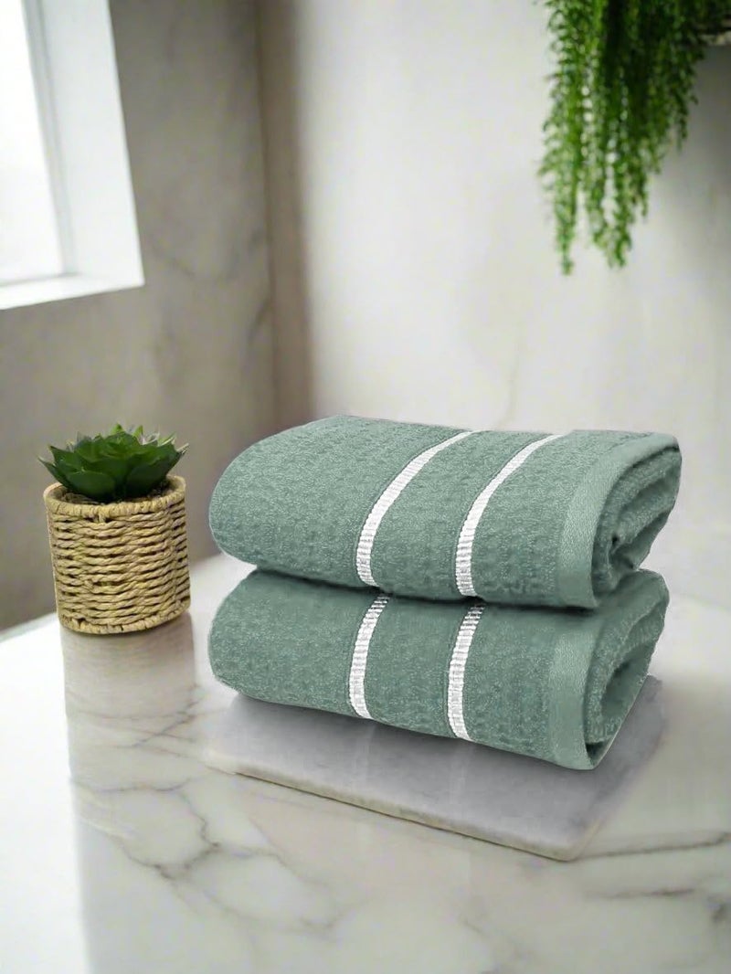 BIANCA Extra Plush Turkish Terry Towels -2pc Hand Towel Set (Mint-Tea) | 480 GSM l 100% Cotton Towel | Hand Towel, Gym Towel for Men Workout Solid-sage - Image 1