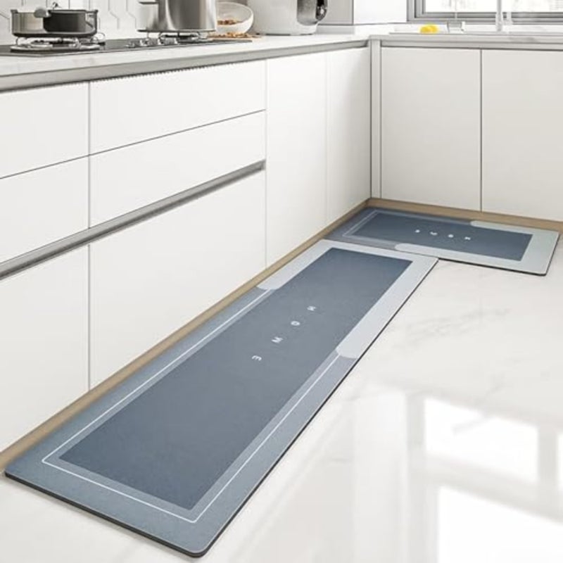 120x40cm+60x40cm Kitchen Floor Mats, 2 Pcs Kitchen Mat, Water Absorbent and Quick Drying Kitchen Rugs, Non-slip Kitchen Carpets, Super Absorbent Floor Mat for Home Kitchen - Image 1