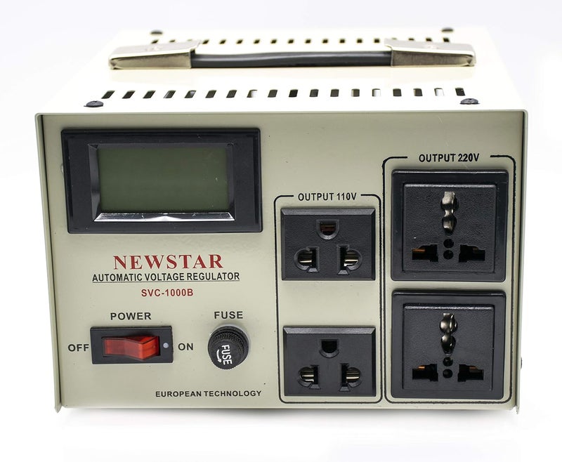 نيوستار NEWSTAR SVC-1000 منظم طاقة ومثبت جهد. شاشة LCD إلخ، 1000 VA /750 واط. هذا المنتج هو مثبت منزلي عالي الدقة من نوع المحرك المؤازر. استهلاك طاقة منخفض 50/60 هرتز - Image 1