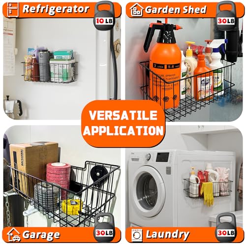 ULIBERMAGNET Magnetic Baskets, Large Capacity Metal Wire Mesh Basket Holder Organizer for Sundry Tool Storage, Magnetic Shelf for Garage, Laundry, Kitchen, Workshop, Cabinet(2 Pack) - Image 3
