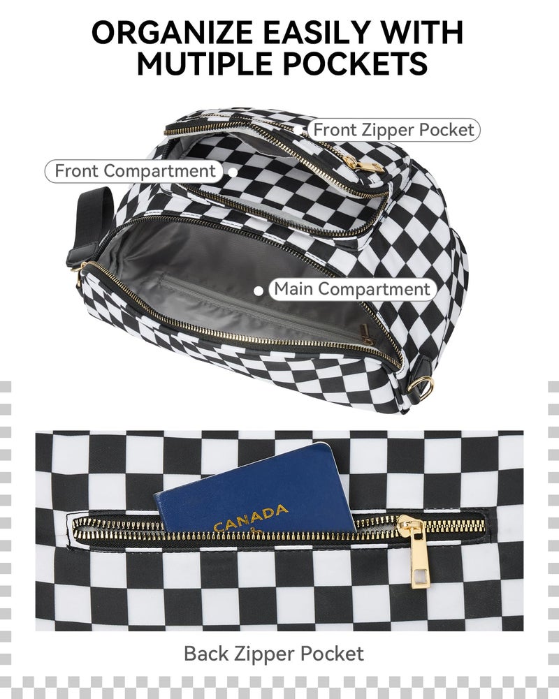 BOSTANTEN Crossbody Bags for Women Cross Body Purse Checkered Bum Bag, Large Diaper Purse for Moms, Perfect for Work/Travel - Image 4