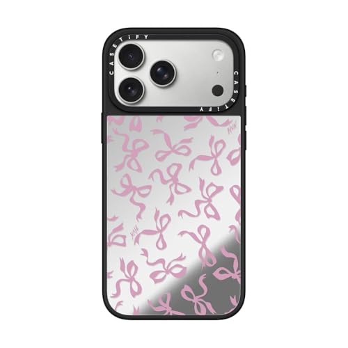 CASETiFY Mirror iPhone 17 Pro Max Case ReflectiveCompatible with Magsafe 49 ft 1X Military Grade Drop Protection Bows Silver On Black - Image 1