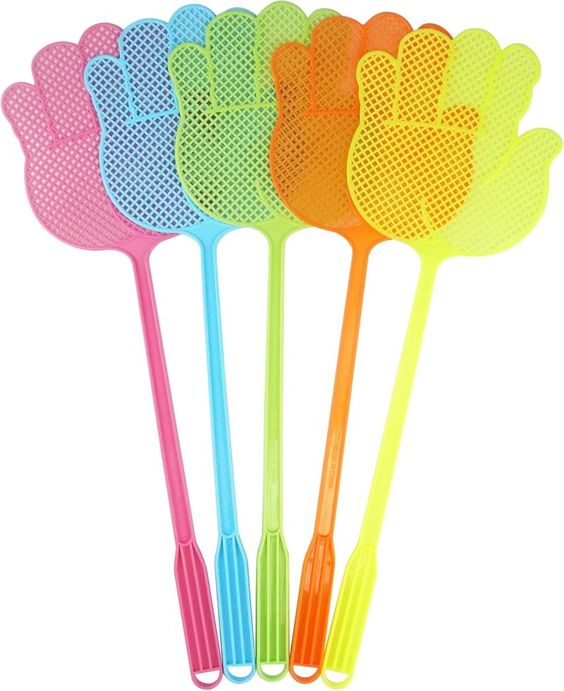 Dirza Fly Swatter - Funny Hand Shaped Fly Swatters - Durable -Colorful Manual Flyswatter Plastic Bug Swatters for Home Indoor Outdoor Classroom Office 5 Pack - Image 1