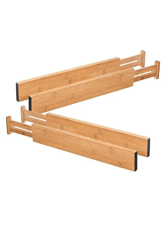 4-Piece Creative Expandable Telescopic Drawer Brown 60x10x15centimeter  - Image 3