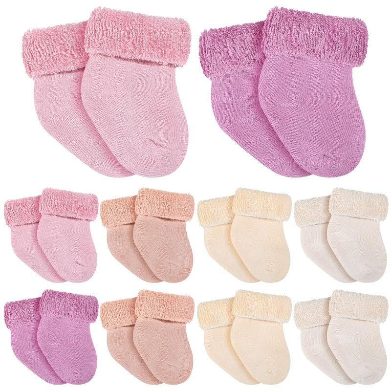 10 Pairs Preemie Socks Preemie Baby Terry Socks Cotton Turn Cuff Preemie Socks NICU for Newborn Girls Boys Preemie - Image 1