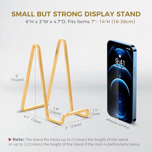 DIDUDIDU Plate Holder Easel Display Stand - 6 inch Metal Plate Stands for Display - Tabletop Picture Stand - Gold Iron Easels for Display Pictures | Photo Frames | Book | Decorative Plates | Plaque - 3 Pack - Image 2