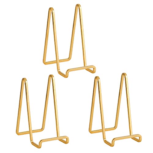 DIDUDIDU Plate Holder Easel Display Stand - 6 inch Metal Plate Stands for Display - Tabletop Picture Stand - Gold Iron Easels for Display Pictures | Photo Frames | Book | Decorative Plates | Plaque - 3 Pack - Image 1