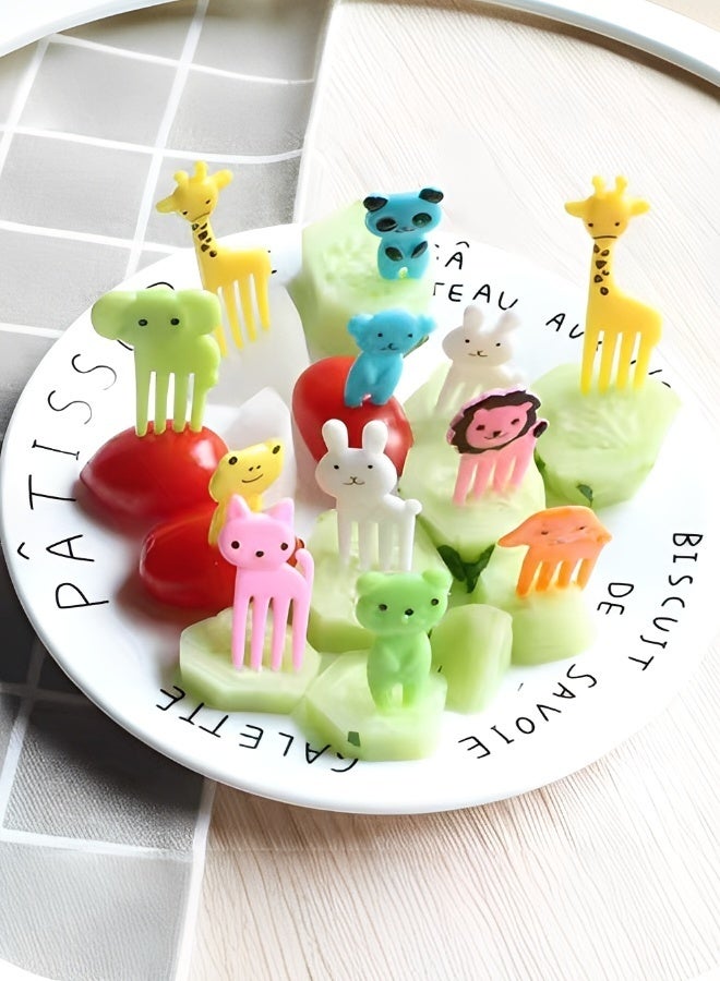 أدوات تقطيع الفاكهة للأطفال 50 قطعة من الحيوانات اللطيفة والعيون الكرتونية شوكة أو أدوات تقطيع الفاكهة والخضروات والكعك والحلويات والمعجنات وديكور الحفلات - Image 3