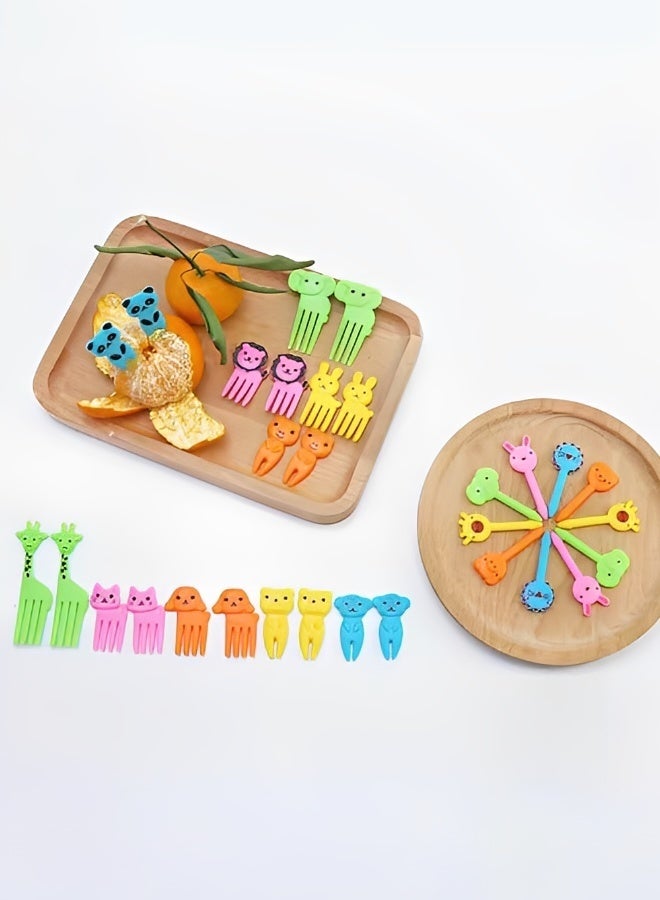 أدوات تقطيع الفاكهة للأطفال 50 قطعة من الحيوانات اللطيفة والعيون الكرتونية شوكة أو أدوات تقطيع الفاكهة والخضروات والكعك والحلويات والمعجنات وديكور الحفلات - Image 2