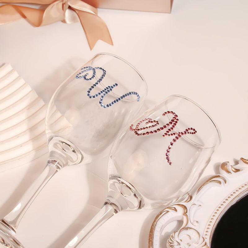 Light Green Diamond Champagne Wedding Flute Wine Glass With Your Name Gift For Bride And Groom - Image 1