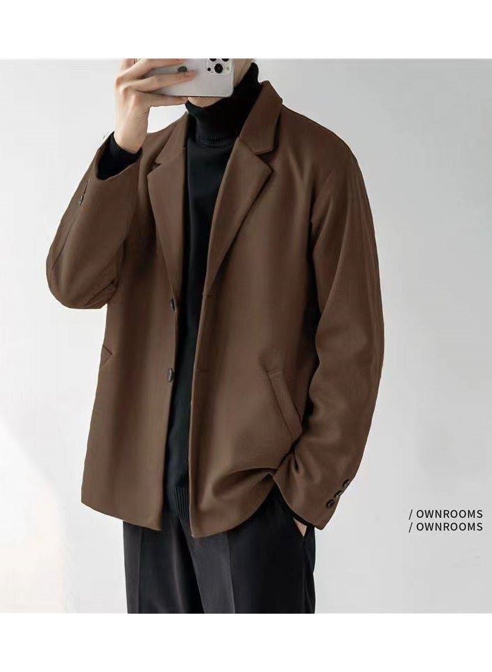 Shougu New Men's Casual Woolen Suit Jacket 