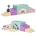TOLEAD Soft Foam Climbing Blocks Set Large 5in1 Soft Play Toys Crawling Sliding Climbing Arch for Toddlers Foam Playset for NurseryPreschoolPink - Image 3
