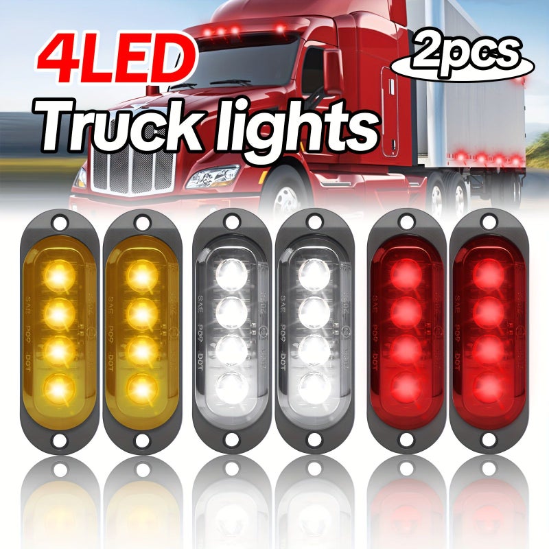 2Pcs White LED Car Truck Side Marker Lights 12 24V Smoked Shell - Image 1